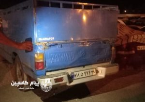 توقیف خودروی نیسان حامل چوب قاچاق در محور کندوان