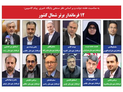 ۱۲ فرماندار برتر شمال کشور در نظرسنجی «پیام کاسپین» معرفی شدند